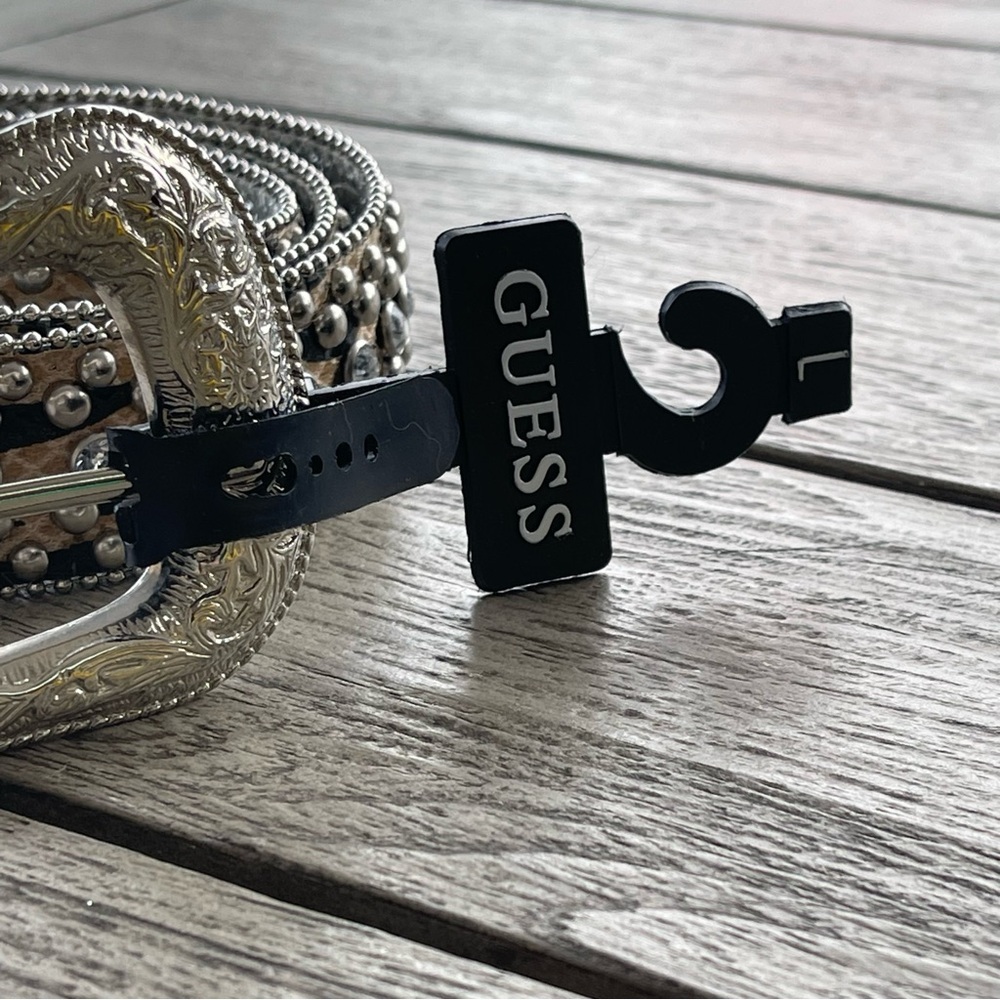 Guess Leopard Print Rhinestone Studded Western Belt Size Large NWT - Picture 2 of 8